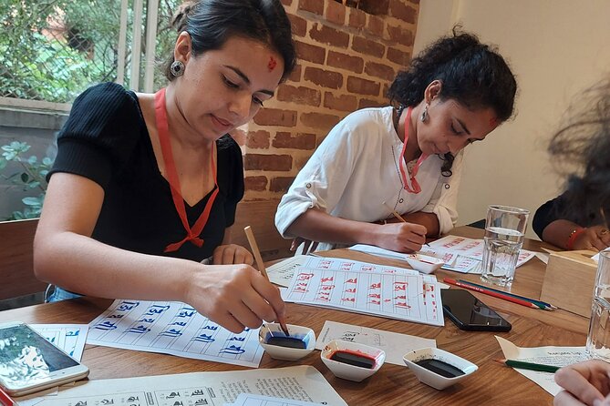 Discover Ranjana Lipi the Traditional Newari Script - Learning the Ranjana strokes with bamboo pen and ink