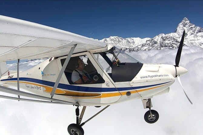 Himalayas Ultra Light Aircraft flight - Leaving Pokhara behind in a small aircraft