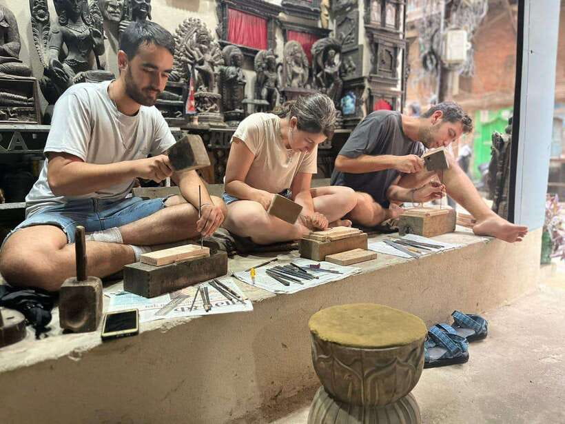 Kathmandu: Wood Carving Workshop with Local Artisan (Thamel) - Starting with wood, chisels, and patterns