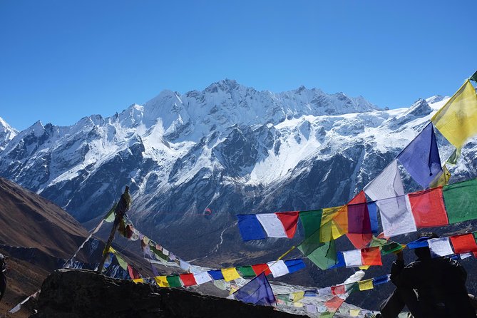 Prayer flags strung across a Himalayan pass at first light