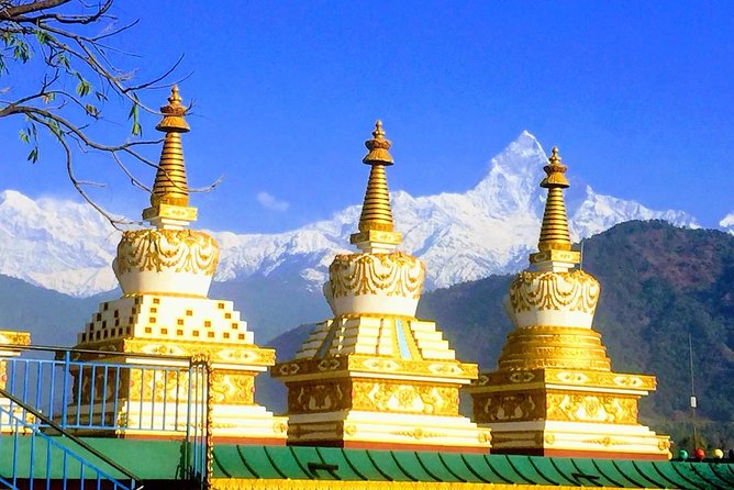 Morning Tibetan cultural tour to Tibetan settlements Pokhara - Buddhist symbols at Shree Gaden Dhargay Ling