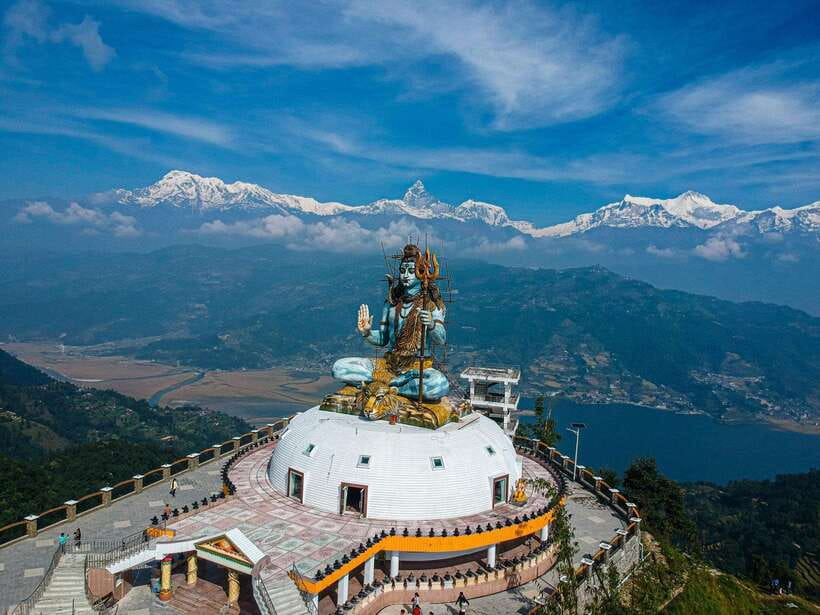 Pokhara: City Sightseeing Group Bus Tour - World Peace Pagoda above Phewa Lake