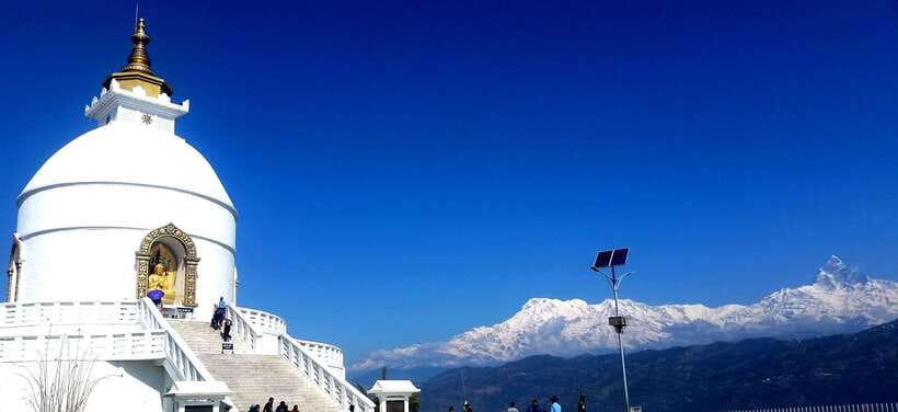 Pokhara: Full-Day Sharing Bus Tour on 7 Iconic Destination - World Peace Stupa above Fewa Lake