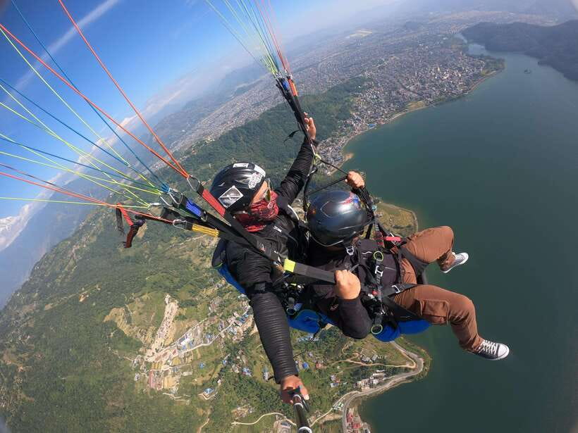Pokhara: Paragliding, Bungy Jump and Zipline Combo Adventure - The view from the air: Pokhara, Phewa Lake, Annapurna, and Dhaulagiri
